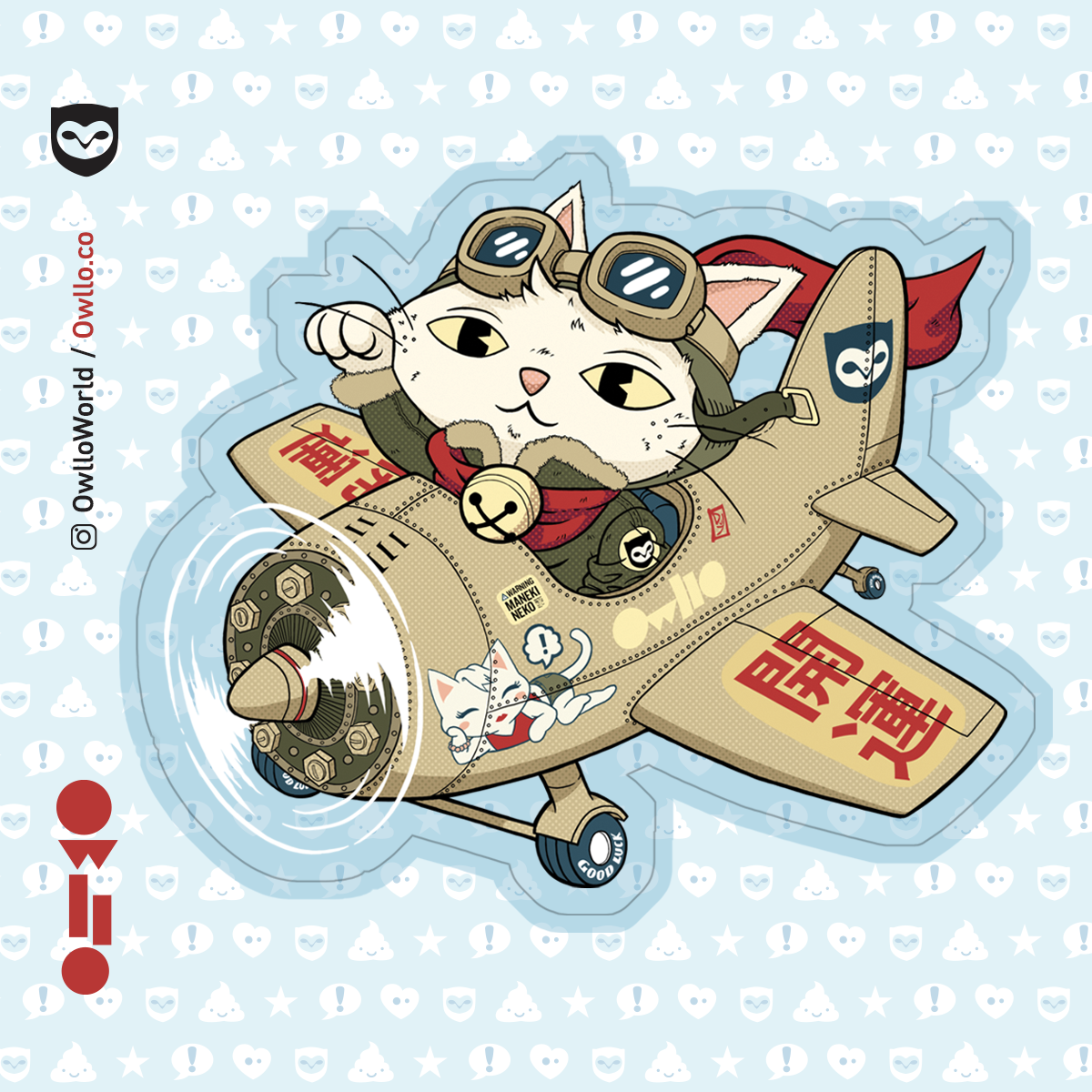 The Flying Maneki Neko Stickers